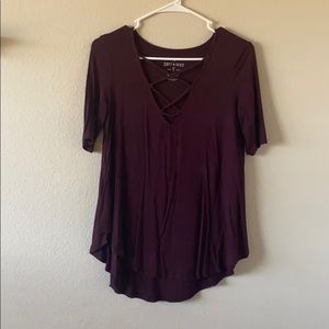 Burgundy top